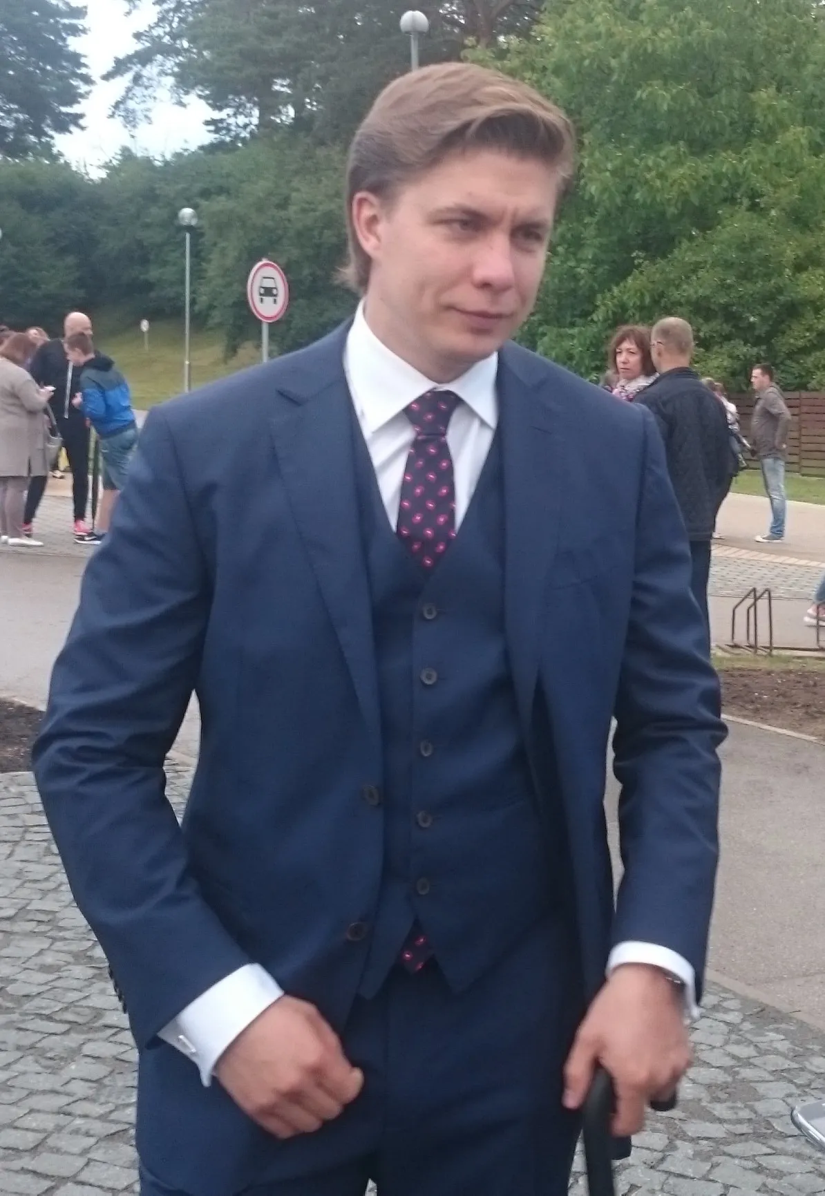 Litouwse premier Mindaugas Sinkevičius, die de mislukte brandstichtingspoging bekendmaakte.